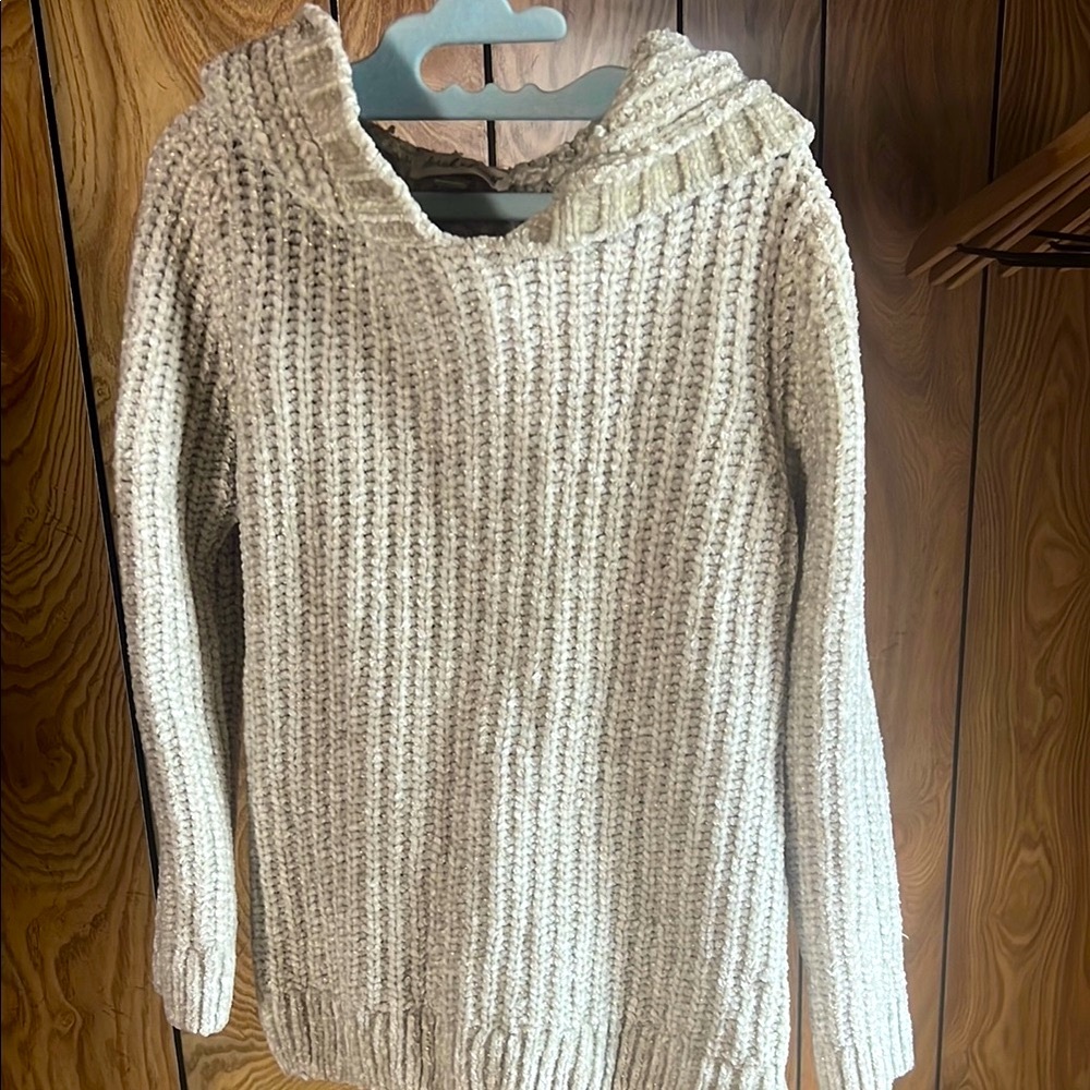 Girls Sz. 10 Derek Heart Cream Sweater Hoody